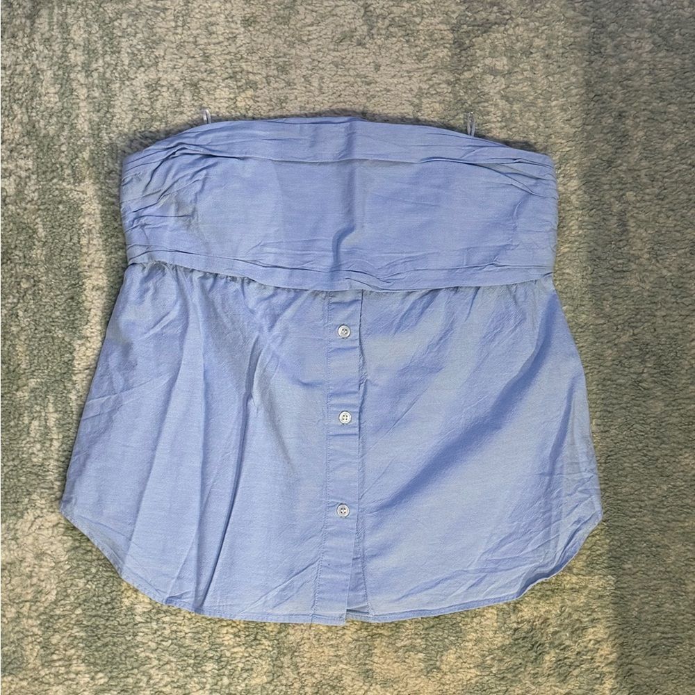 Zara Sky Blue Strapless Top